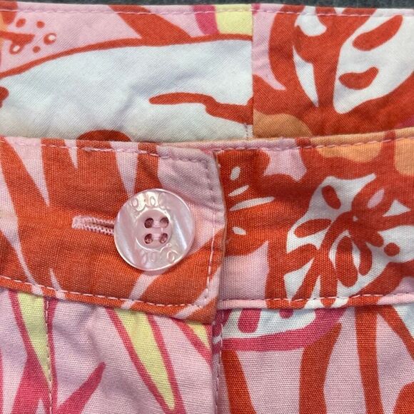 Lilly Pulitzer Floral Print Pants Size 4 Tropical Hibiscus Flamingo Capri Cotton - Picture 13 of 14